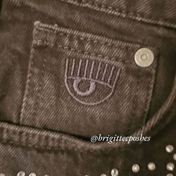 CHIARA FERRAGNI Long Short Crystal Black Denim - Picture 6 of 7